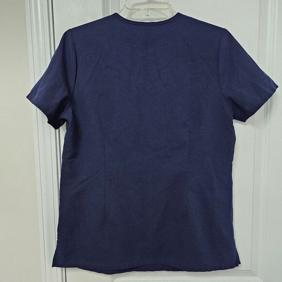 Figs Technical Collection Scrub Top Sm Blue Short Sleeve Pullover Front Pocket - Picture 7 of 7